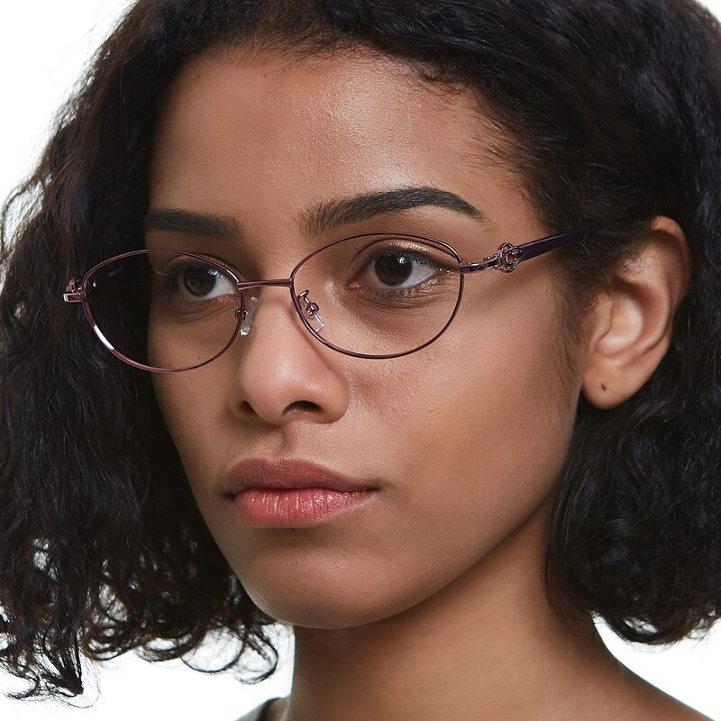 Helen Purple Oval Metal Eyeglasses