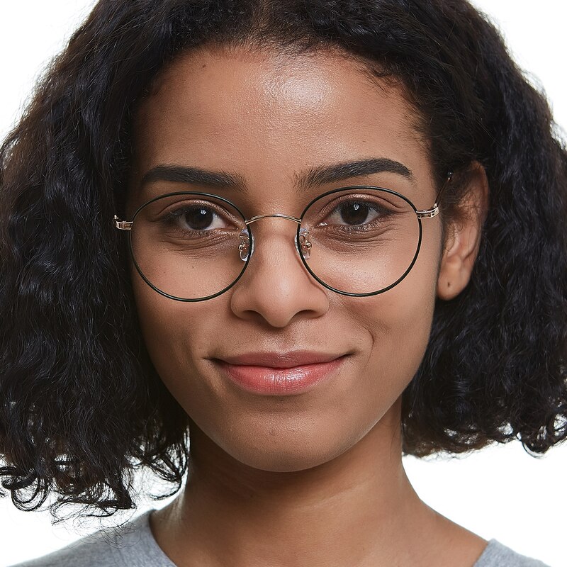 Hopkinsville Green/Golden Round Titanium Eyeglasses