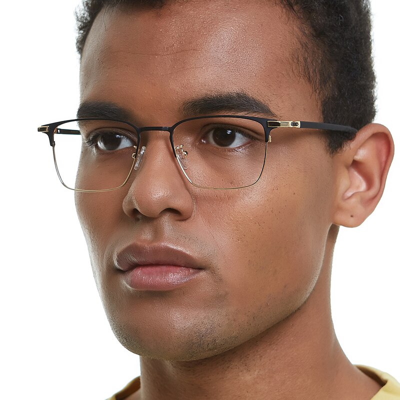 Barret Black/Golden Rectangle Metal Eyeglasses