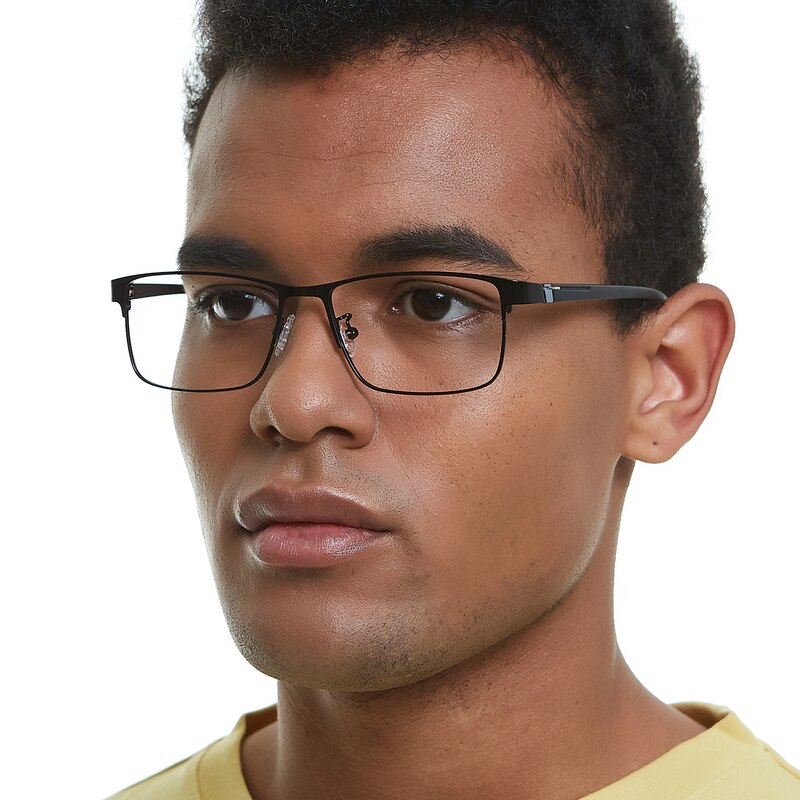 Berger Black Rectangle Metal Eyeglasses