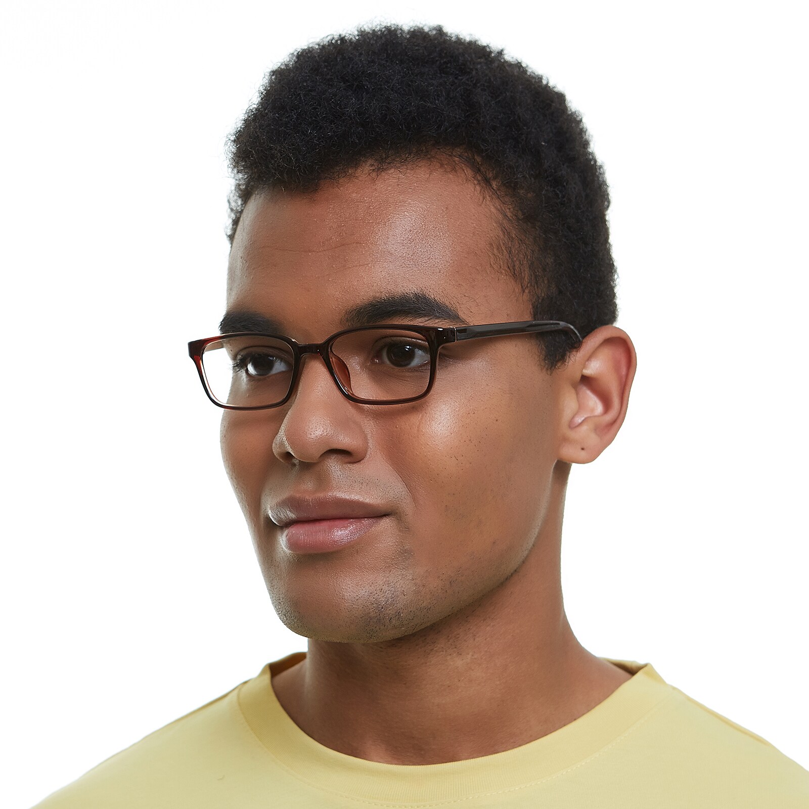 Rectangle Eyeglasses, Full Frame Brown TR90 - FP2272