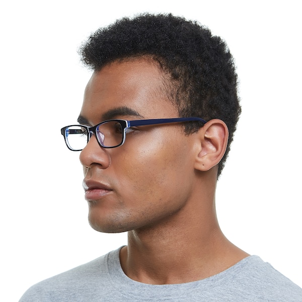 Iowa Rectangle Black/Blue Full-Frame Acetate Eyeglasses | GlassesShop