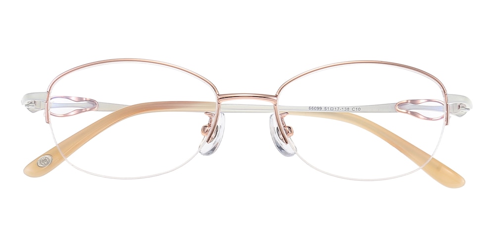 Letitia Golden/White Oval Metal Eyeglasses