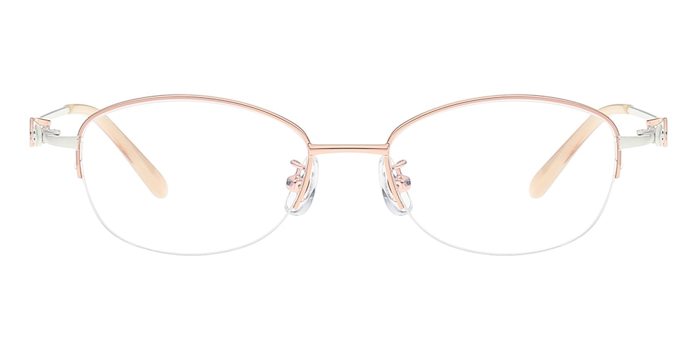 Letitia Golden/White Oval Metal Eyeglasses