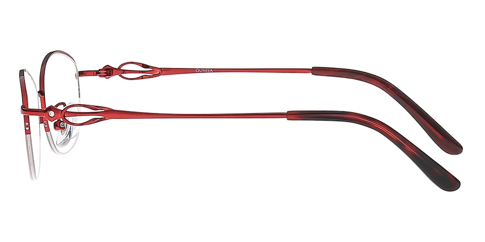 Letitia Red Oval Metal Eyeglasses