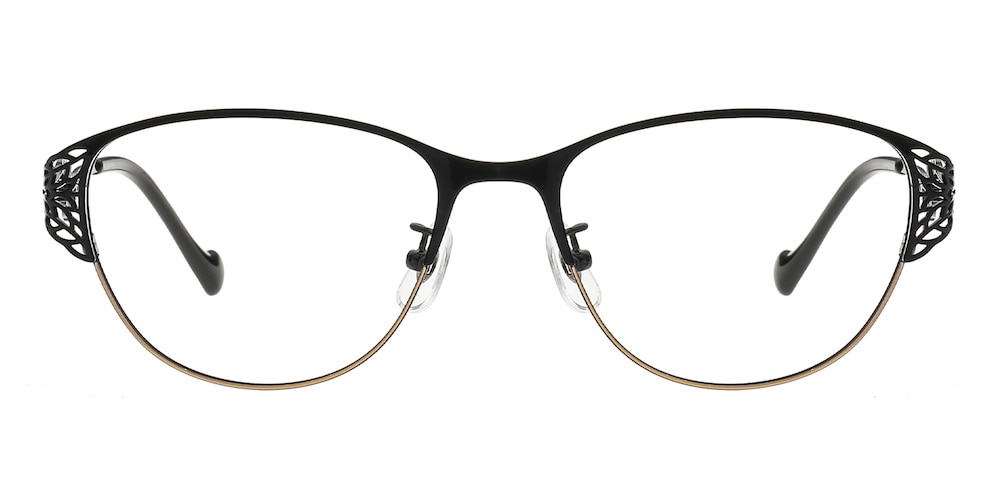 Elma Black Cat Eye Metal Eyeglasses