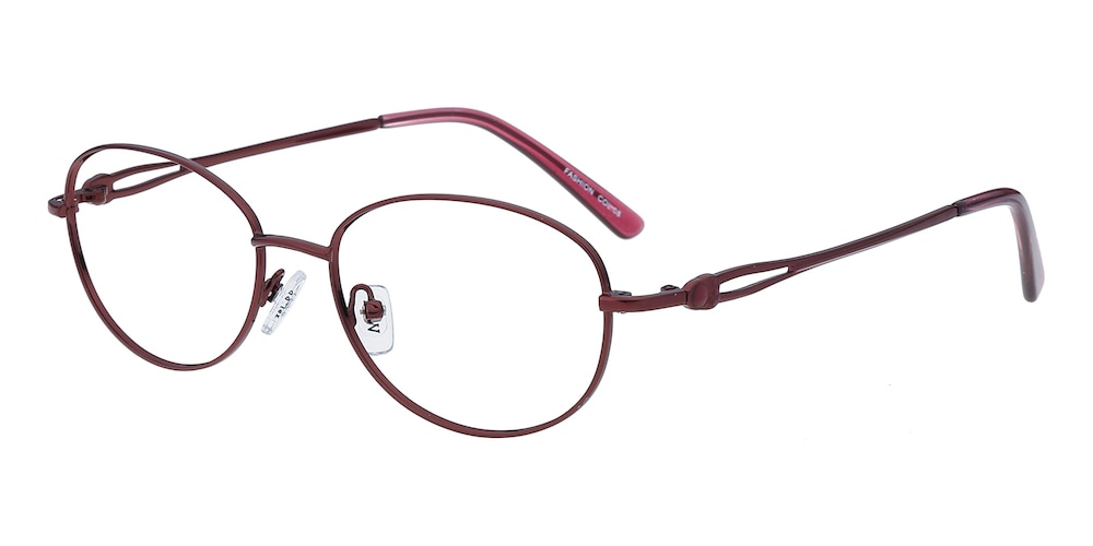 Gemma Burgundy Oval Metal Eyeglasses