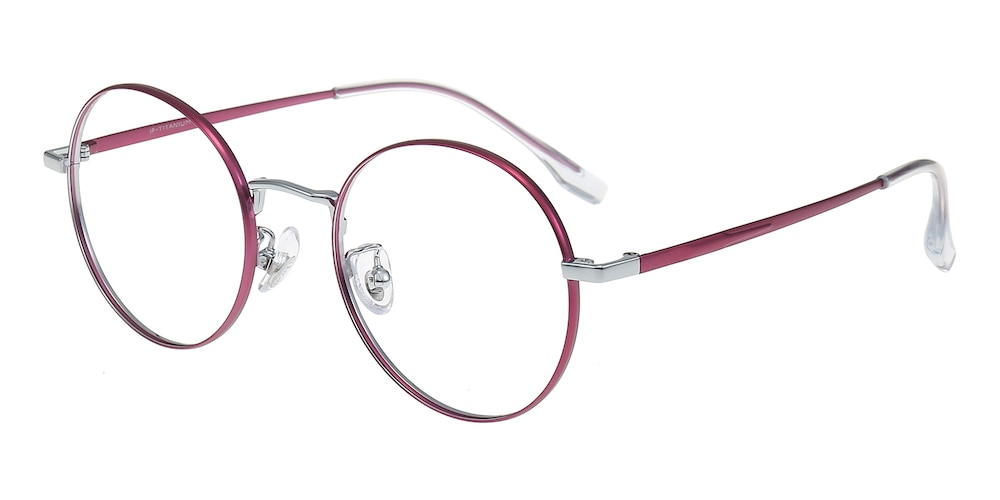 Kensee Purple/Silver Round Titanium Eyeglasses