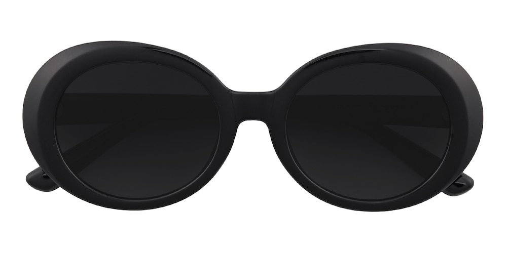 Anastasia Black Oval Plastic Sunglasses