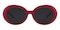 Anastasia Red Oval Plastic Sunglasses