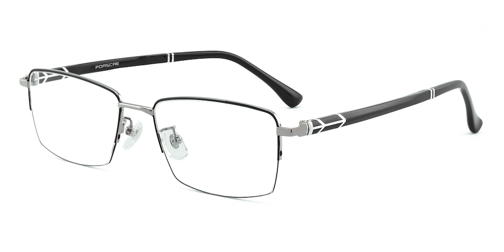 Truman Black/Silver Rectangle Metal Eyeglasses