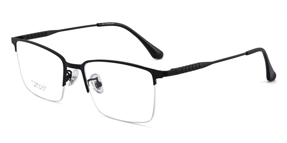 Mandel Black Rectangle Titanium Eyeglasses