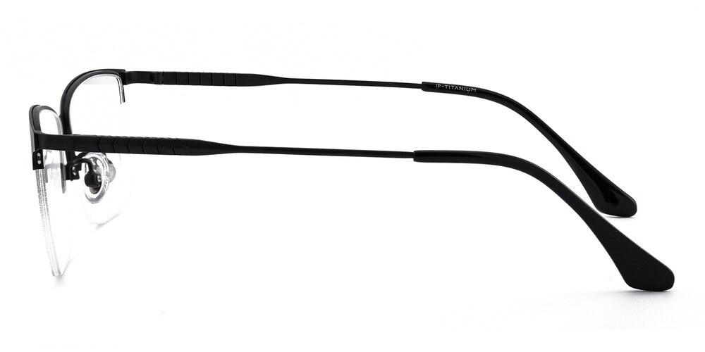 Mandel Black Rectangle Titanium Eyeglasses