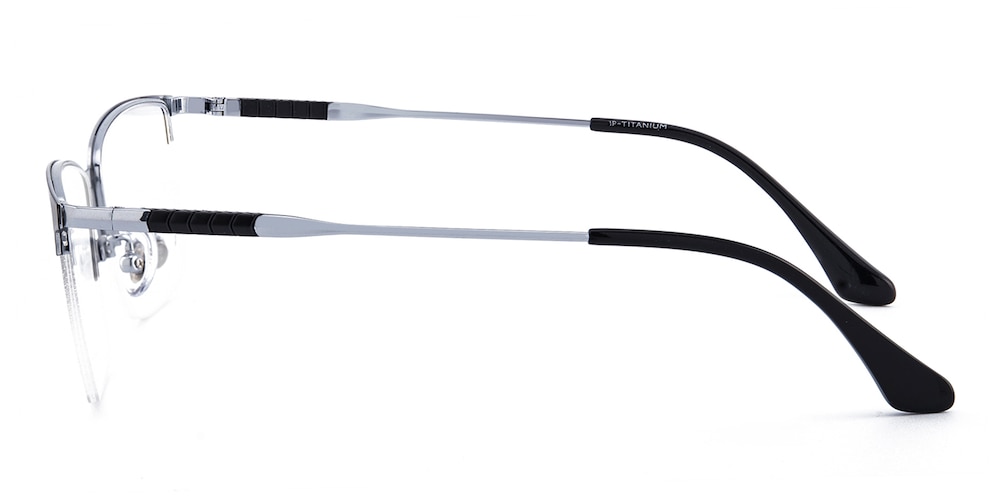 Mandel Black/Silver Rectangle Titanium Eyeglasses