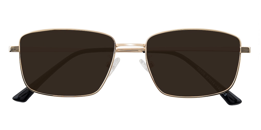 Boris Golden Rectangle Metal Sunglasses