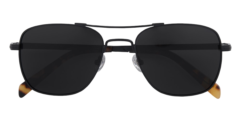 Encino Black Aviator Metal Sunglasses