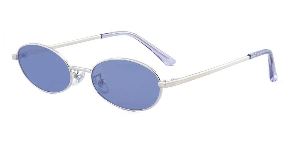 Imagine Silver Oval Plastic Sunglasses