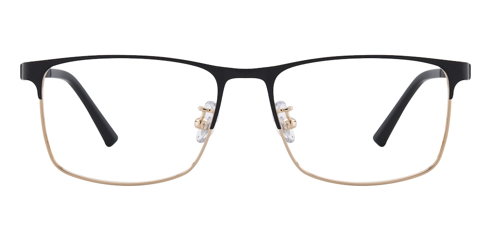 Mick Black/Golden Rectangle Titanium Eyeglasses