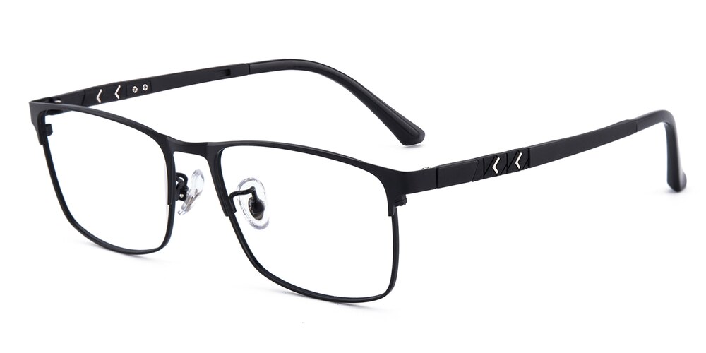 Mick Black Rectangle Titanium Eyeglasses