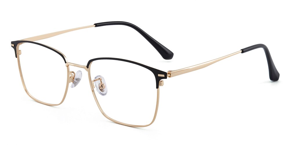 Charley Black/Golden Rectangle Titanium Eyeglasses