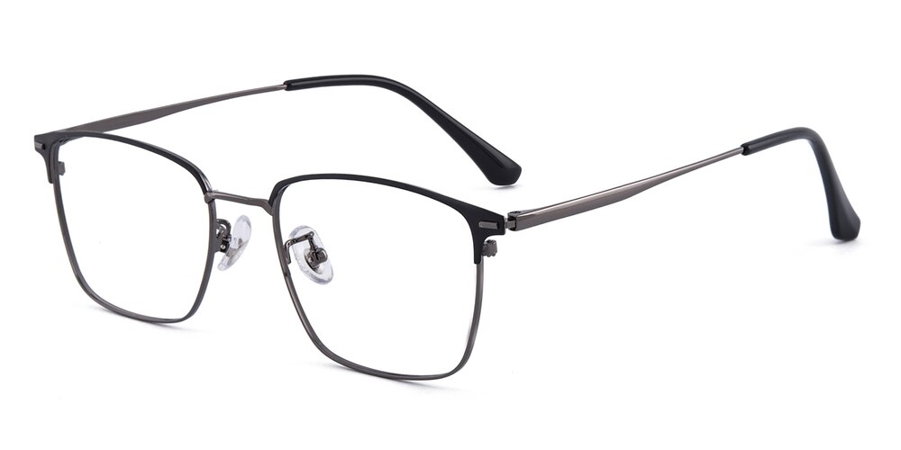 Charley Black/Gunmetal Rectangle Titanium Eyeglasses