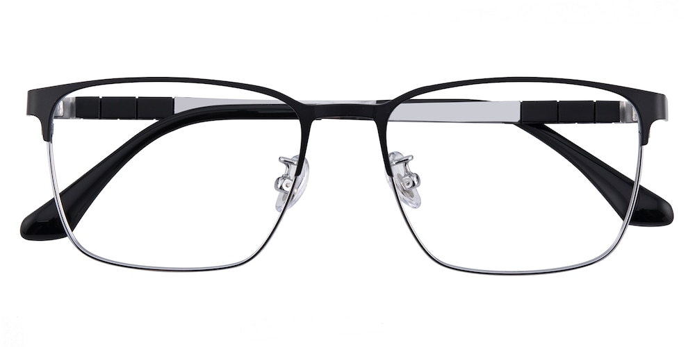 Abbott Black/Silver Rectangle Titanium Eyeglasses
