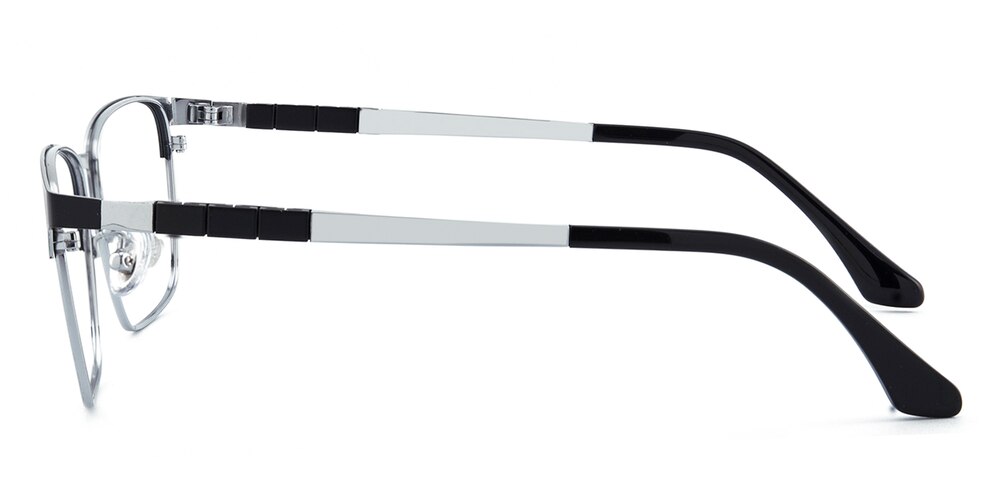 Abbott Black/Silver Rectangle Titanium Eyeglasses