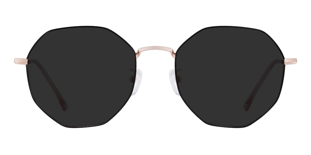 Elsie Black/Rose Gold Polygon Metal Sunglasses
