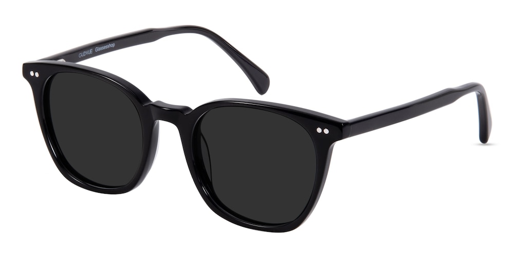 Valdosta Black Rectangle Acetate Sunglasses