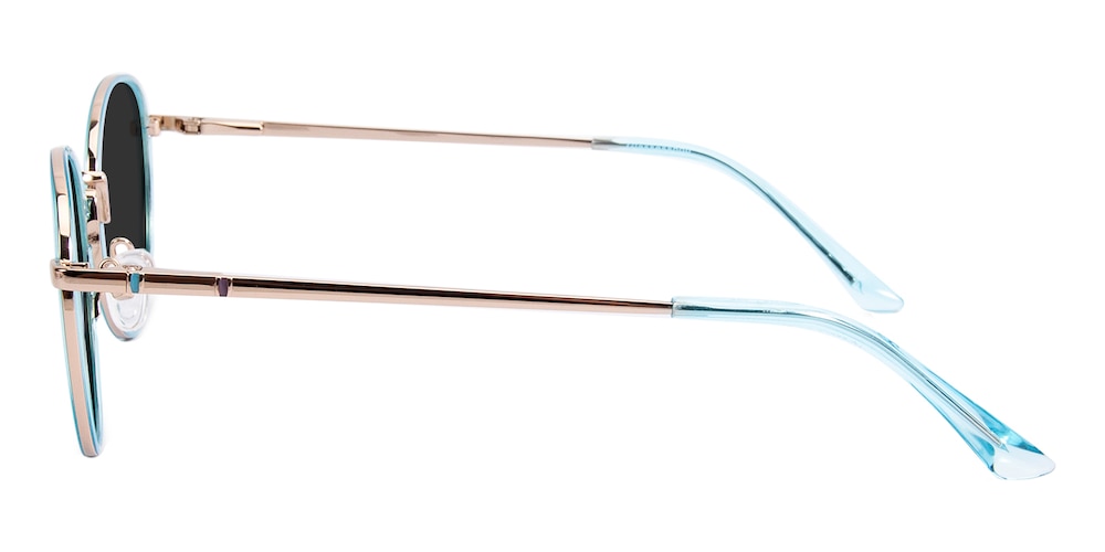 Lucy Cyan/Golden Oval Acetate Sunglasses