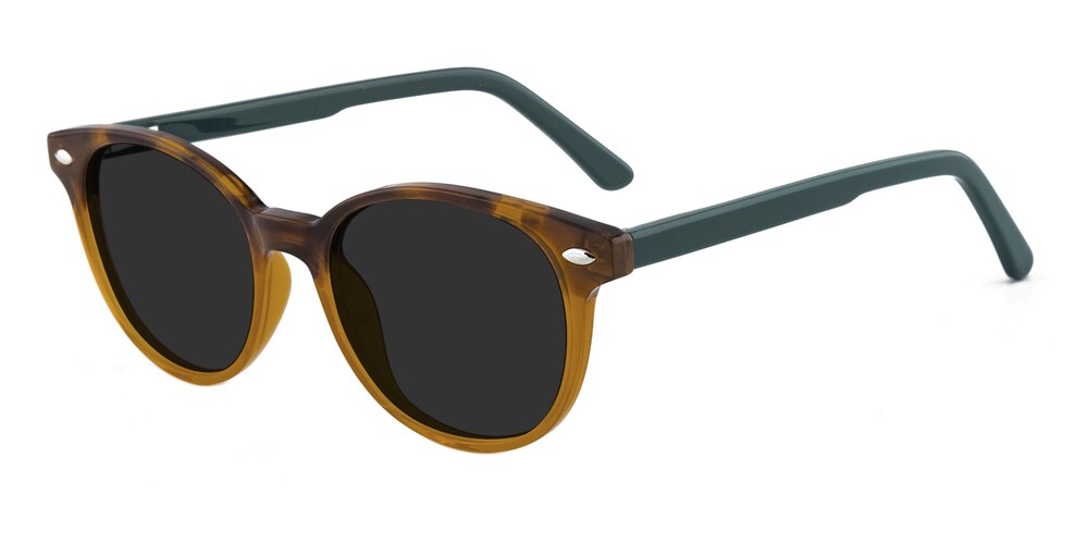 Brentwood Tortoise/Green Round Acetate Sunglasses