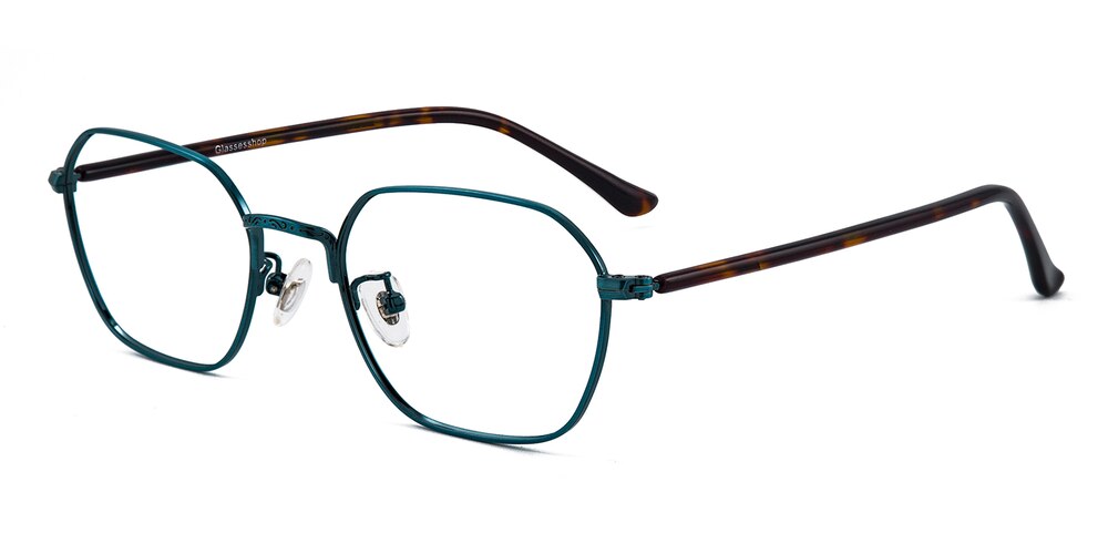 Jefferson Blue/Tortoise Polygon Metal Eyeglasses
