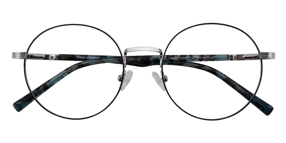 Frederic Black/Silver/Blue Tortoise Round Metal Eyeglasses