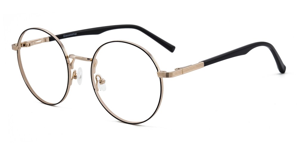 Frederic Black/Golden Round Metal Eyeglasses
