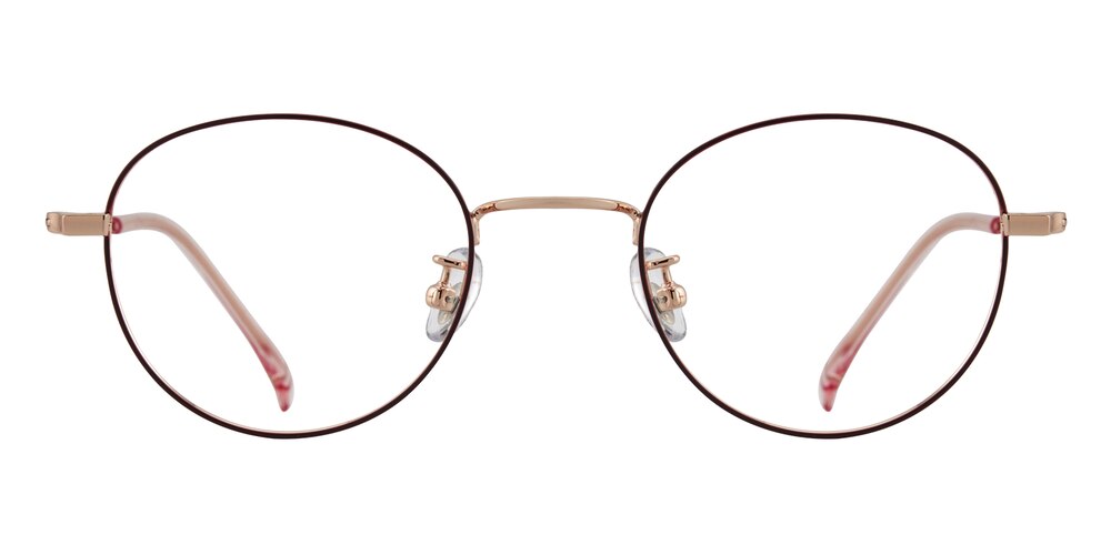 Alexia Rose Gold/Red Oval Titanium Eyeglasses