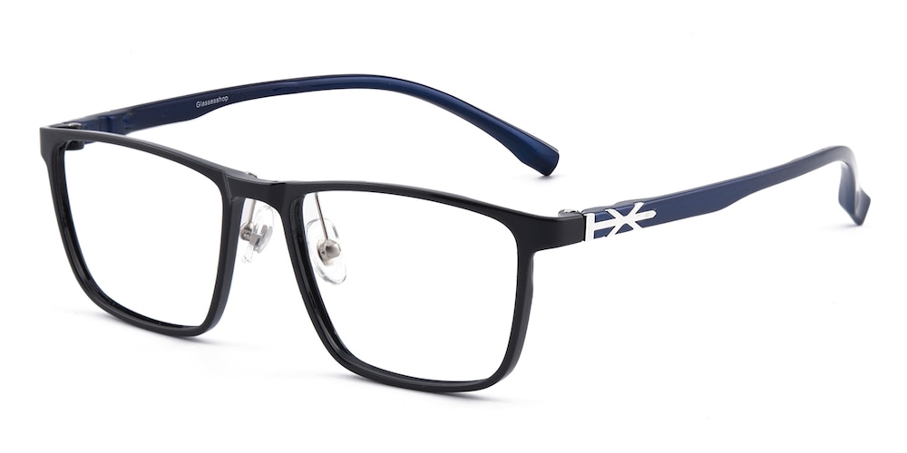 Andrew Black/Blue Rectangle Ultem Eyeglasses