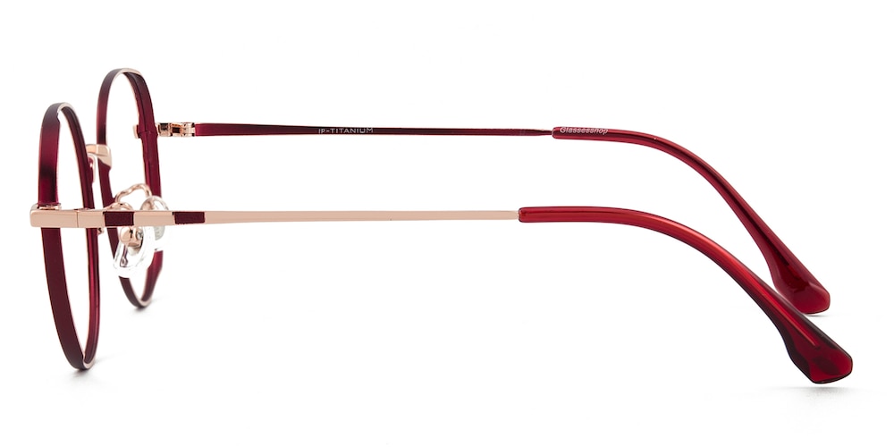Paterson Golden/Red Oval Titanium Eyeglasses