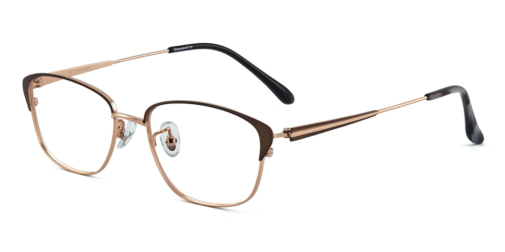 Lima Golden/Brown Cat Eye Titanium Eyeglasses