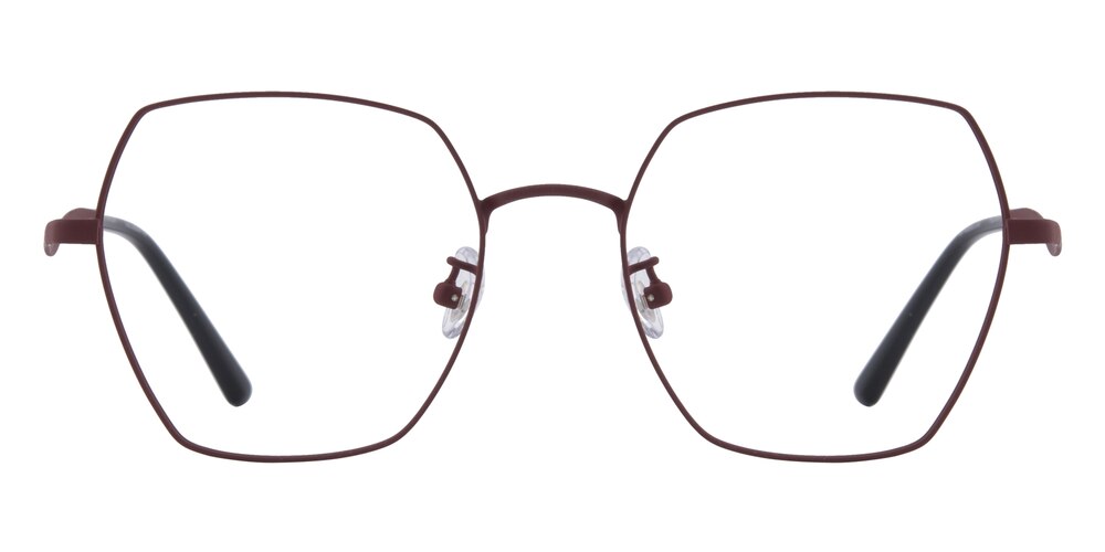 Hedda Burgundy Polygon Titanium Eyeglasses