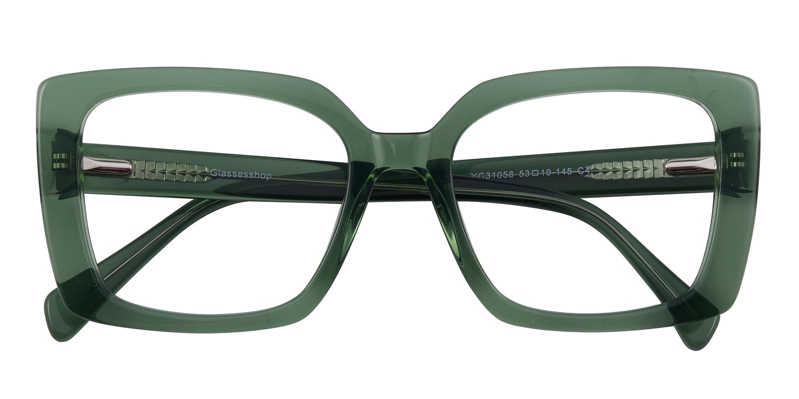 Rectangle Eyeglasses, Full Frame Green Plastic - FZ1736