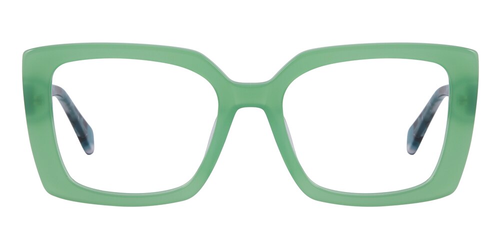 Louise Green/Blue Tortoise Rectangle Acetate Eyeglasses
