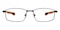 Antonio Silver/Orange Rectangle Metal Eyeglasses