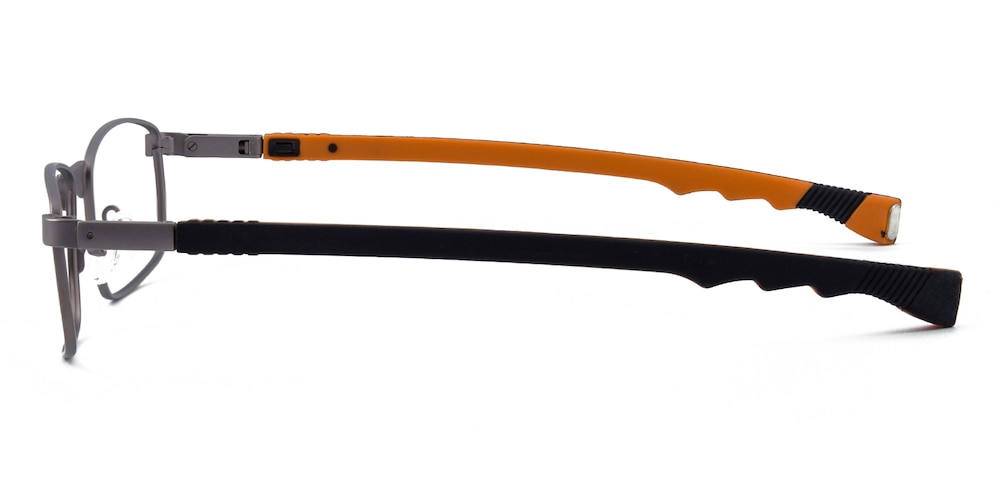 Antonio Silver/Orange Rectangle Metal Eyeglasses