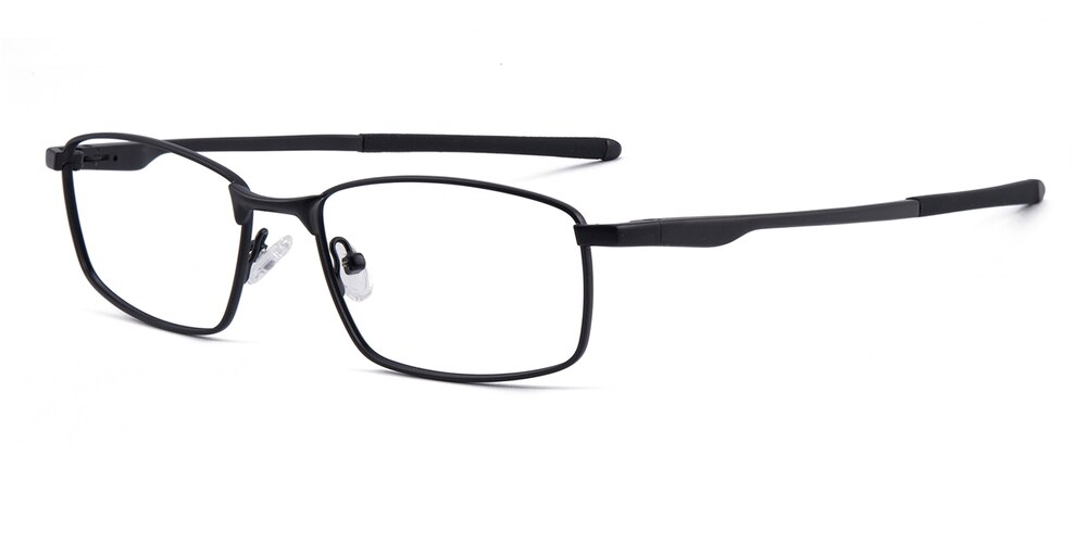 Basil Black Rectangle Metal Eyeglasses
