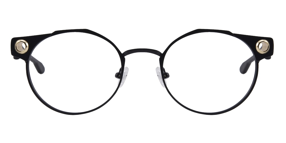 Newport Black Round Metal Eyeglasses
