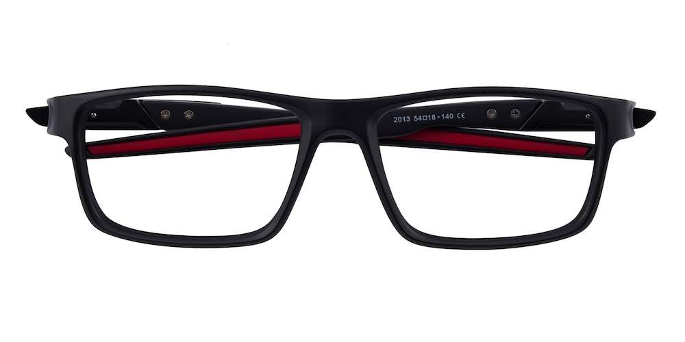 Charlottesville Black/Red Rectangle Plastic Eyeglasses