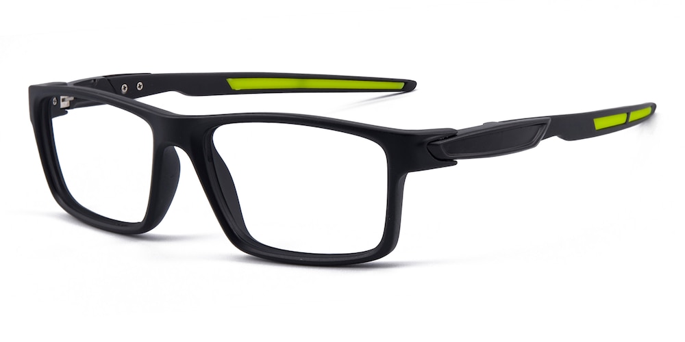 Charlottesville Black/Green Rectangle Plastic Eyeglasses