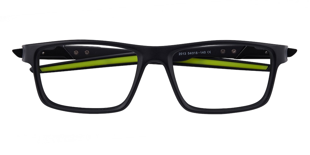 Charlottesville Black/Green Rectangle Plastic Eyeglasses