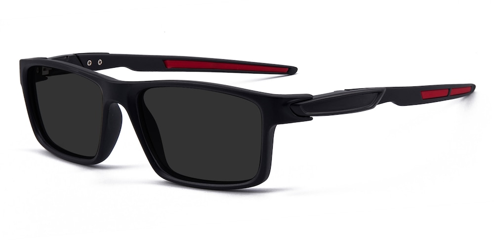 Road Rectangle Black/Red Full-Frame Plastic Sunglasses