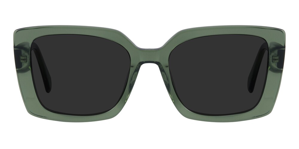 Geraldine Green Rectangle Acetate Sunglasses